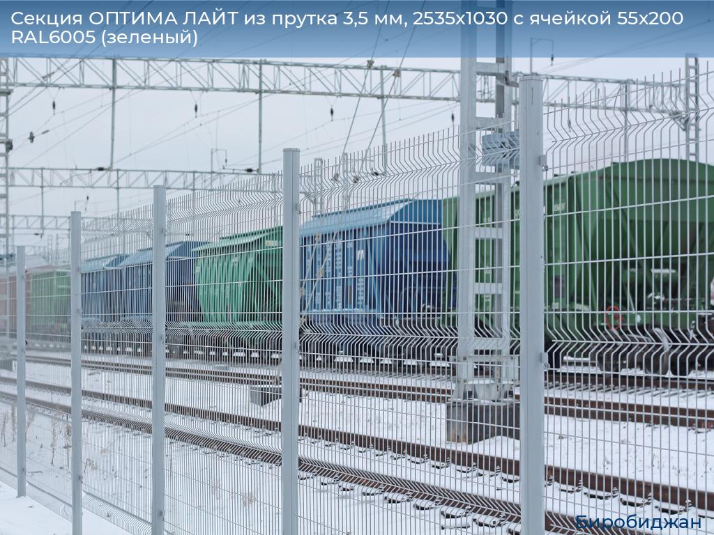 Секция ОПТИМА ЛАЙТ из прутка 3,5 мм, 2535x1030 с ячейкой 55х200 RAL6005 (зеленый), birobidzhan.doorhan.ru