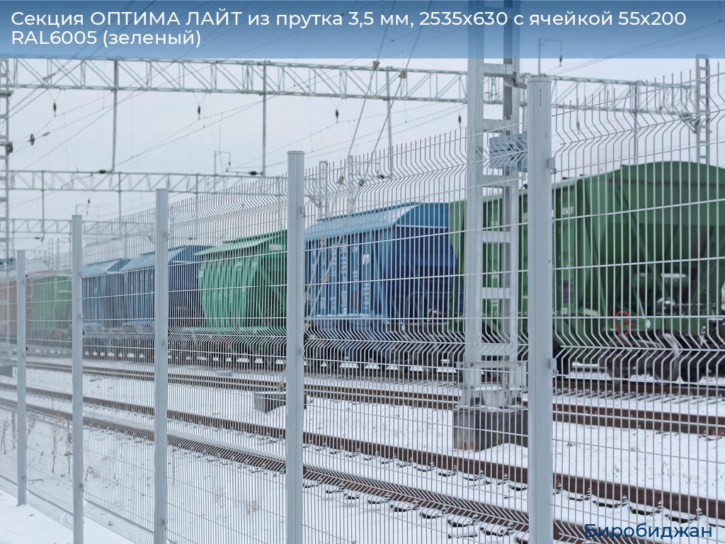 Секция ОПТИМА ЛАЙТ из прутка 3,5 мм, 2535x630 с ячейкой 55х200 RAL6005 (зеленый), birobidzhan.doorhan.ru