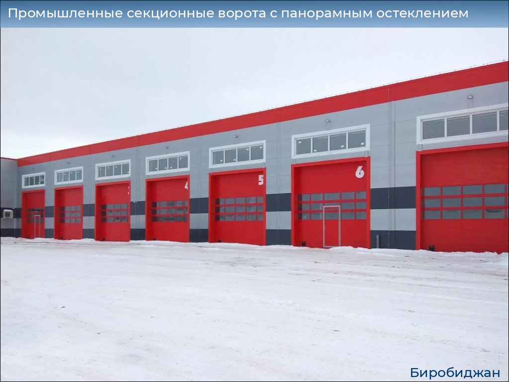 Промышленные секционные ворота с панорамным остеклением, 